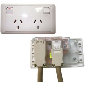 CMS Double White 10 AMP Power Outlet with 20 AMP Install Couplers